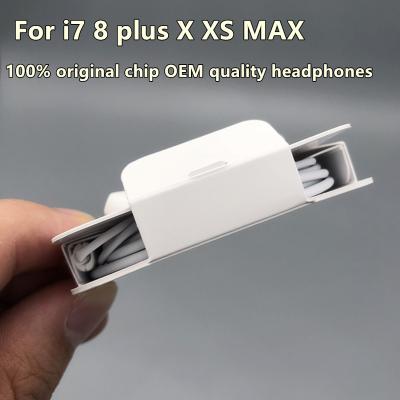 China Support Listening Music 100% Original Chip OEM Quality Headset In Ear Earbuds Earphone With Remote MIC iPhone 8 X12 7 13 With Package for sale