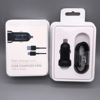 China Mobile Phone/Ipad/Camera/PDA/MP3 With Original Packing 18W 2A Car Charger Fast Charging Adapter Mini USB+1.2m USB C C Cable For Samsung S8 S10 Huawei for sale