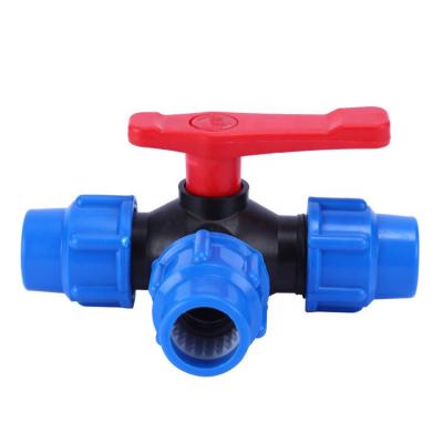 China General Plastic Water Divider Unions Quick Fitting PE Tee Ball Connector Pipe Quick Fitting T-Type Union for sale