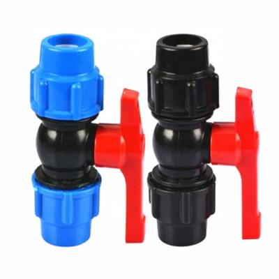 China General Plastic Water Pipe Valve Connector 20/25/32/40/50/63mm PE Tube Quick Ball Valves Manufacture for sale