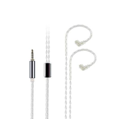 China Car 8 Core OFC IEM Silver Plated Upgraded Cable With MIC Sports Music HIFI Play For KZ CCA TFZ MMCX Shure for sale