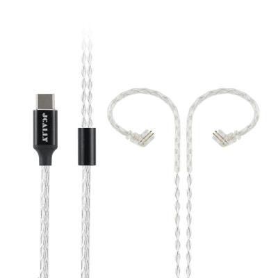 China Silver Plated Type Earphone Car JCALLY 8 Core Earphone Upgrade Cable Connector Plastic Cable 1.2m for sale