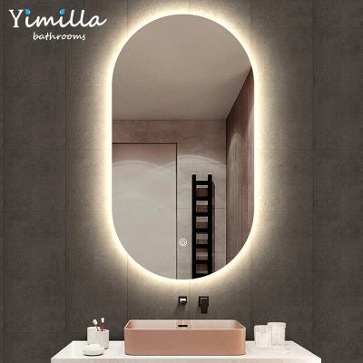 China Custom Frameless Illuminated Bathroom Makeup Bath Wall Vanity LED Backlit Mirror for sale