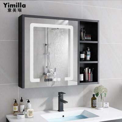 China Customizable Size Luminous Smart Anti-fog Lights Bathroom Cabinet Led Mirror for sale