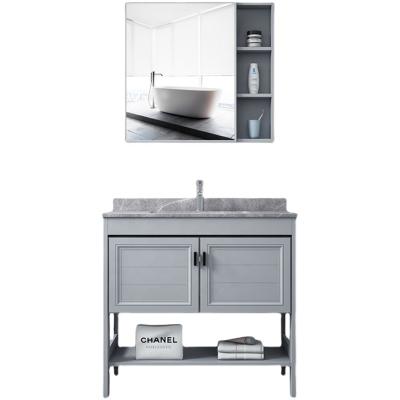 China Aluminum Alloy Bathroom Vanity Cabinets Slate Marble Table Modern Bathroom Cabinet for sale