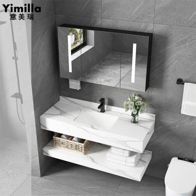 China New Modern Modern Bathroom Luxury Vanity Cabinet With LED Mirror 100/120cm for sale