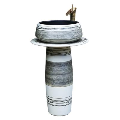 China Sustainable Manufacture Basin Pedestal Washbasin Ceramic Hand Factory Plated Sink With Pedestal for sale