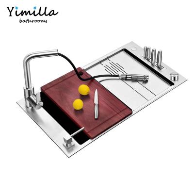 China Without Faucet Cheap Price Handmade Kitchen Wash Sink With Cover 304 Stainless Steel Kitchen Sink for sale