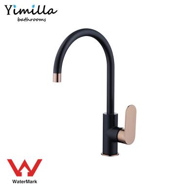 China Contemporary Australian Standard Brass Water Tap Filigree Black Kitchen Sink Faucets for sale