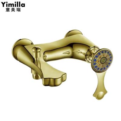 China Without Slide Bar Gold High Quality Sanitary Ware Brass Bath And Shower Faucets Tap Mixer Tap for sale