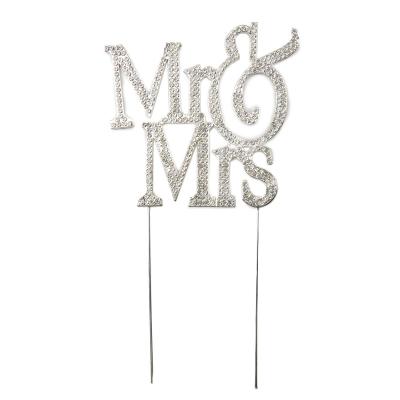 China Birthday/Wedding Birthday Party Decoration Crystal Rhinestone Mr Mrs Cake Topper For Bride And Groom Birthday/Wedding for sale