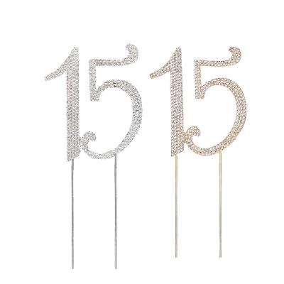 China Birthday / Anniversary / Wedding Customized Gold Metal Number 15 Cake Toppers Table Numbers Decorations for sale