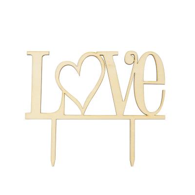 China Wooden Birthday/Anniversary/Wedding/Festival Wedding Cake Supplies English Letters Love Shaped Wedding Cakes Topper for sale