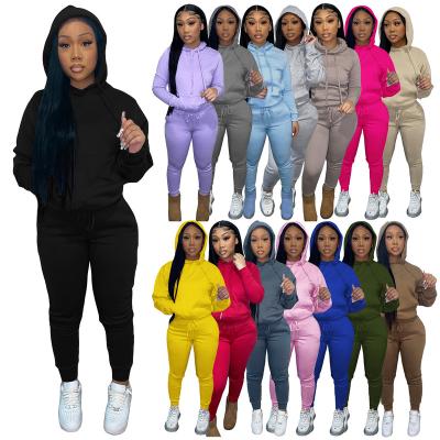 China Breathable Fall 2022 Pullover Tracksuit 2 piece jogger set blank jogging suits custom Women Sweatpants and Hoodie Set for sale