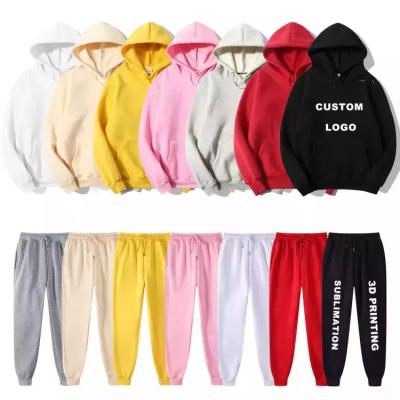 China Breathable High Quality USA size Sweatsuit custom Screen Print pullover hoodie 2 piece jogger set men's tracksuits for sale