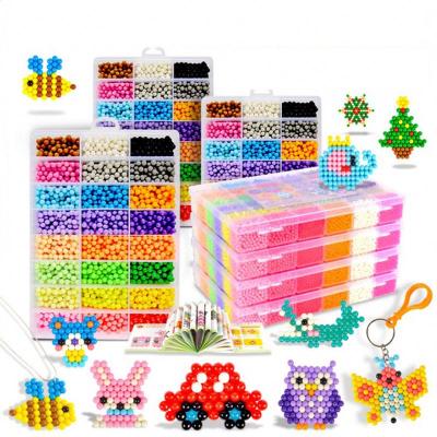 China Popular Full Set 15 Color Puzzles Kids Toys Birthday Gift Hama Beads 3d Puzzle Water Magic Beads for sale