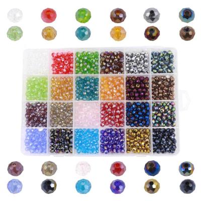 China Diy JEWELRY Accessories 1200PCS Plastic Box Packing 24 Colors DIY Bracelet Jewelry 4*6mm Crystal Beads Set for sale