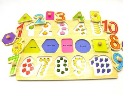 China Educational Toy Early Education Puzzle 3D Hand Grip Dish Colorful Makeup Wooden Peg Puzzles for sale