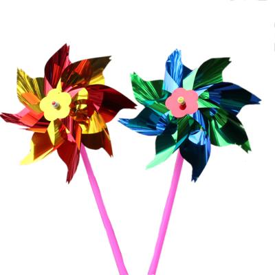 China Game four leaf flower wind car printing custom LOGO pp toys advertising plastic windmill for sale