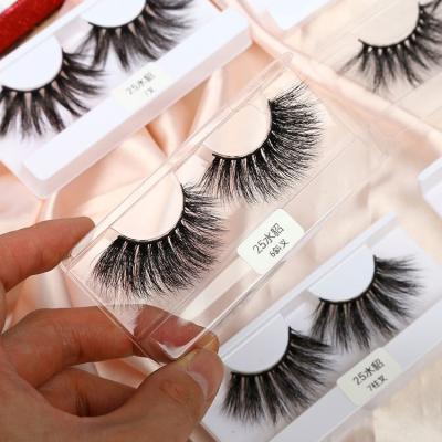 China New And Hot Free Sample 25mm Bestseller Faux Criss Cross Mink Strip Eyelash Vendor With Tapered Hand Made Packing Box for sale