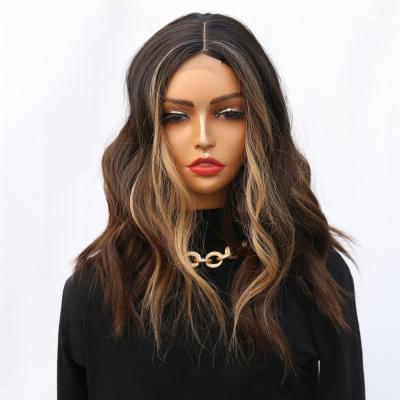 China Synthetic Lace Front Cosplay Wig For Women Light Brown Medium Sheer Lace Comfortable Natural Thick Smooth Soft Party for sale