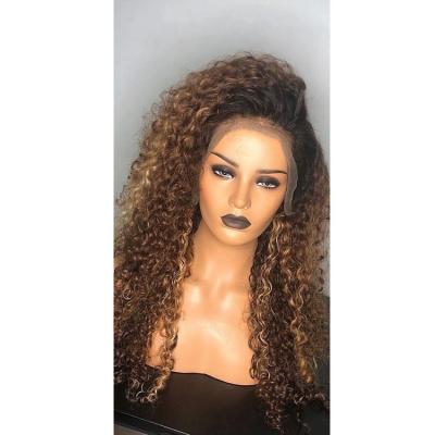 China Hd Curly Curly Lace Front Wigs Afro Hair Wigs Thick Soft Brown Long Natural Gradient Curly Lace Front Wigs For Black Women for sale