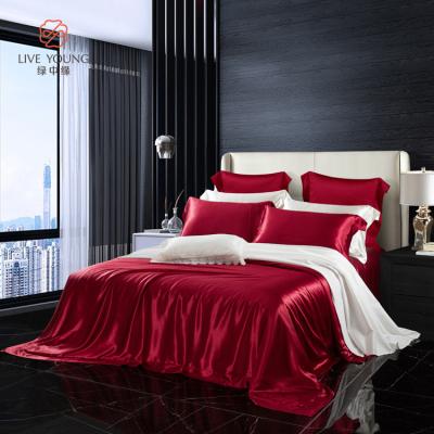 China Real Size Mulberry Silk Sheet Duvet Cover 19MM/22MM/25MM Luxury Customized Anti-static Silk Bedding Set for sale