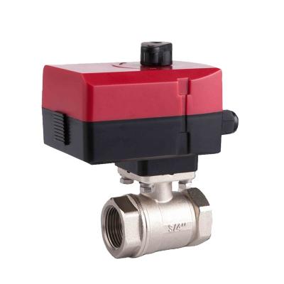 China 90Â ° (ON-OFF Type) Rotary Electric Actuator 220v 230v 24v AC 2 Way Brass Ball Motorized Valve for sale