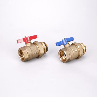 China General Male Thread Red Blue Tubing Brass Handle Ball Valve For Wet Floor Heating for sale