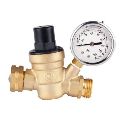 China Threaded Lead Free Water Reducer For RV Water Pressure Regulator Adjustable Brass Valve for sale