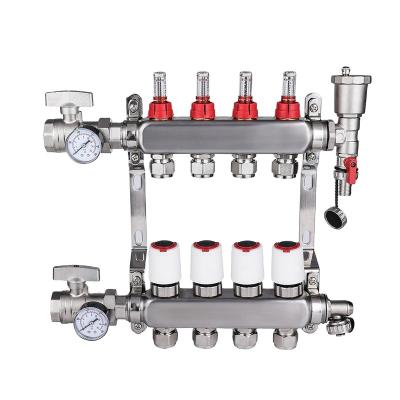 China Modern 4-Branch PEX Stainless Steel Radiant Floor Heating Flow Meter Manifold For 1/2