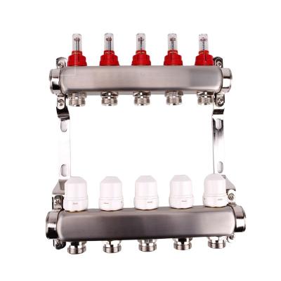 China Modern Radiant PEX Stainless Steel Floor Heating Flow Meter Manifold For 1/2