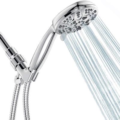 China With Diverter 6 Functions Hand Held High Pressure Shower Head Set With 59 Inch Hose Bracket Rubber Band Seals for sale