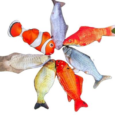 China Viable Hot Selling Fish Cat Moving Toy With Vibrator Plush Sublimation Fish Catnip Realistic Pet Interactive Wagging Toys for sale