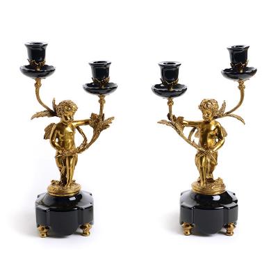 China Baby Angel Statue Metal Table Decor Home Decoration Candlestick Bronze Stand for sale