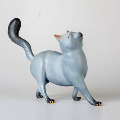 China China Modern Style Life Size Bronze Cat Statue Metal Animal Sculpture Home Decor for sale