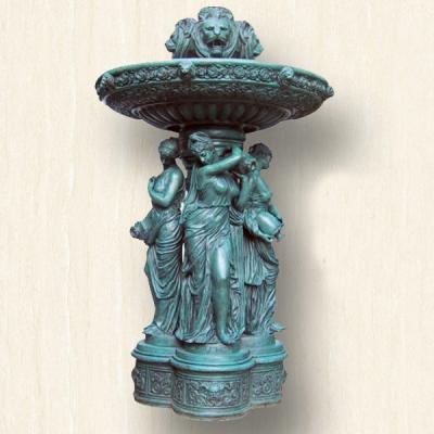 China Europe Large Bronze Garden Fountain With Lady Statues Outdoor Metal Water Feature for sale