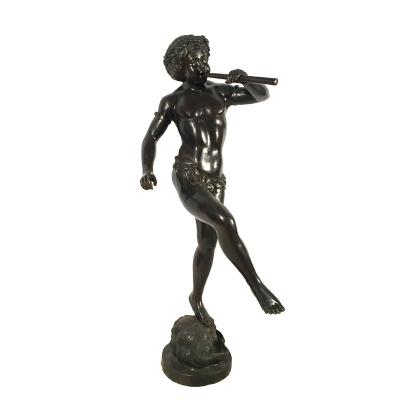 China Europe Outdoor Life Size Bronze Boy Playing Groove Statue Copper Child Garden Art Sculpture for sale