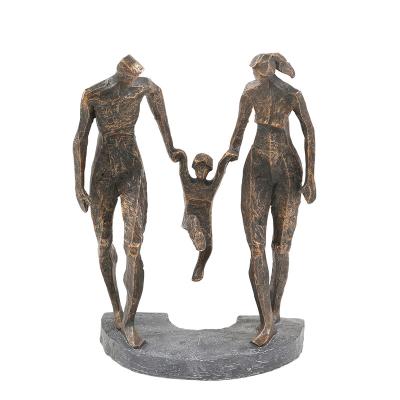 China Modern Bronze Europe Family Sculpture Metal Father Mother And Son Statue for sale