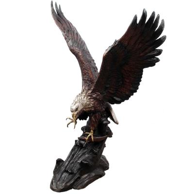 China Life Size Bronze Statue of Eagle Sculpture Brass Metal Europe Flying Animal for sale