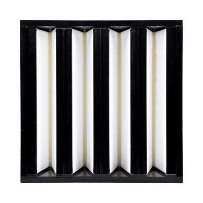 China Merv13 Large Hotels Air Circulation V-Bank Filter In Frame Plastic Foam Sealing Strip Air Filter With Plastic Mesh For Power Plant for sale