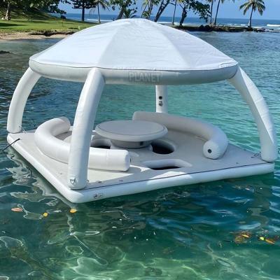 China Entretenimiento al aire libre Plataforma flotante inflable Muelle inflable Tienda Sombra Isla flotante en venta