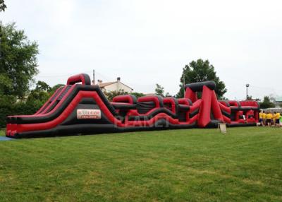 China Super Explorer Inflatable Obstacle Course Red Color Double Stitching for sale