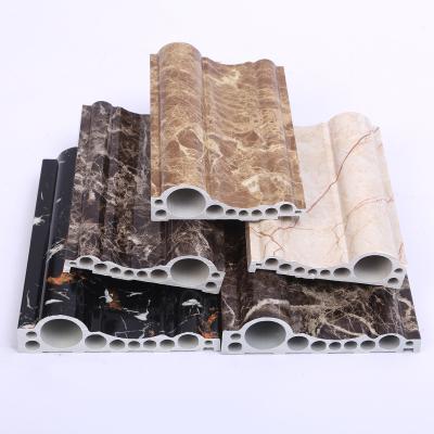 China Contemporary High Quality Line Design Ceramic Tile Artificial Marble Stone Column for sale