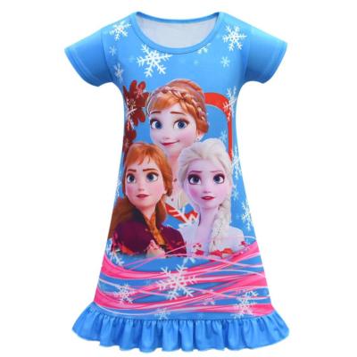 China Cute Girls Pajamas Summer Shorts Sleeve Sleepwear Breathable Children Clothing Night Dress For Children for sale