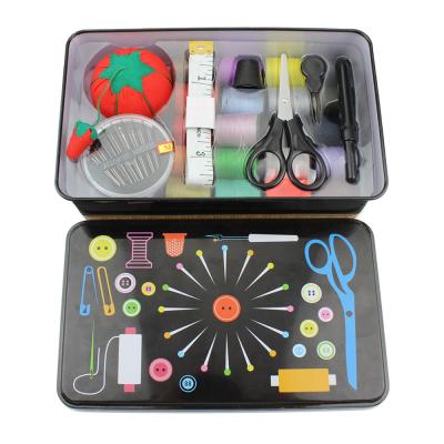 Chine Hot selling black metal canister high capacity travel printing boxSewing kits with sewing accessories à vendre