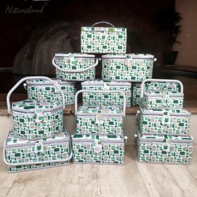 China Sustainable Wholesale Luxurious Fabric Household Green Storage Boxes For Women Te koop