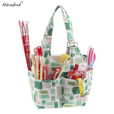 중국 Fashion Multi-Lattice Fabric Green-Printed Deluxe Knitting Travel Tote With 2 Handles 판매용