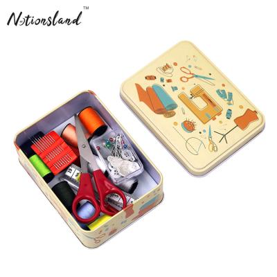 Cina Polyester Cute Durable Travel Accessories Pattern Metal Tin Box Sewing Kit Mini in vendita