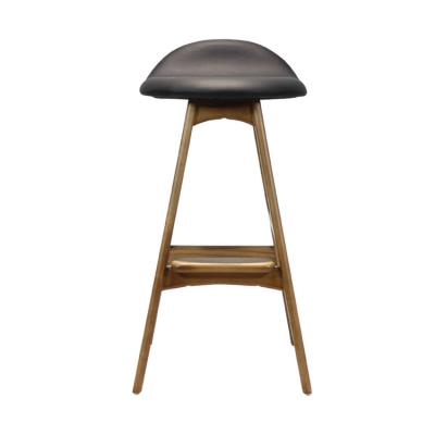 China Ash Wood Color Modern PU Leather Bar Stool Chairs With Footstool For Restaurant Furniture for sale